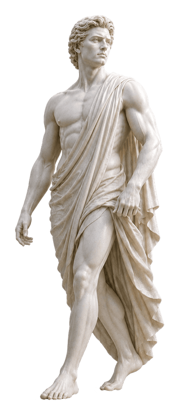 Classical marble statue of an athletic figure